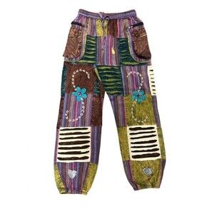 D1327 MLT Rising Cotton Crazy Artwork Festival Love Pant Various Sizes